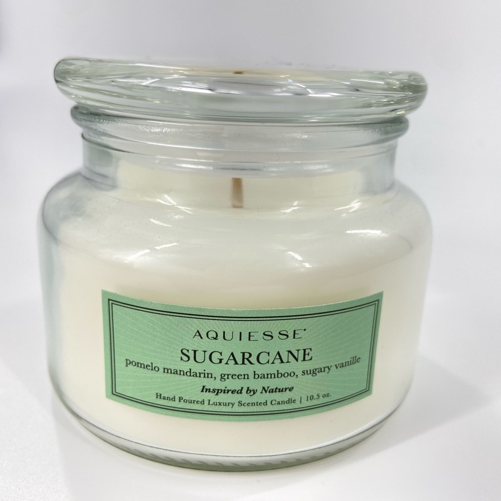 AQUIESSE Sugarcane Luxury Scented Glass Jar Candle 10.5 Ounce NEW